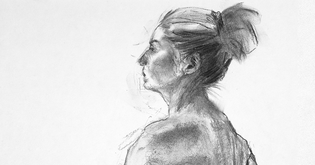 Croquis - ansiktsstudie. Ill. Kristin Bruun